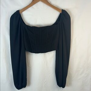 SHEIN Black Fitted Crop Blouse size extra small elegant evening wear